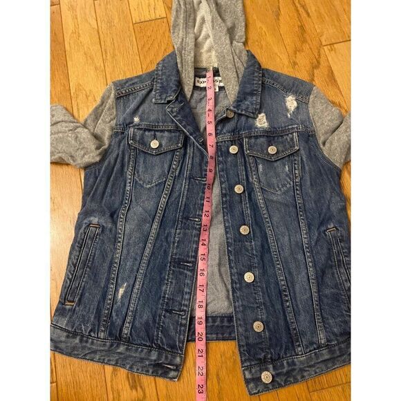 Express Jeans women's denim jacket with cotton long sleeves and hood size Medium - Picture 6 of 9